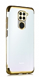 Eiroo Electro Xiaomi Redmi Note 9 Gold Kenarl effaf Silikon Klf
