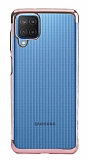 Eiroo Radiant Samsung Galaxy M12 Rose Gold Kenarlı Şeffaf Silikon Kılıf