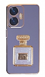 Eiroo Realme C55 Aynalı Parfüm Standlı Mavi Silikon Kılıf