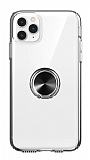 Eiroo Ring Crystal iPhone 11 Pro Siyah Yüzüklü Silikon Kılıf