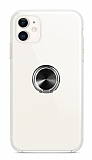 Eiroo Ring Crystal iPhone 11 Siyah Yüzüklü Silikon Kılıf