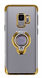 Eiroo Ring Laser Samsung Galaxy S9 Selfie Yüzüklü Gold Silikon Kılıf