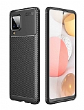 Eiroo Rugged Carbon Samsung Galaxy M12 Siyah Silikon Klf