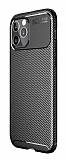Eiroo Rugged Carbon iPhone 12 Pro Max 6.7 inç Siyah Silikon Kılıf