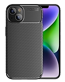 Eiroo Rugged Carbon iPhone 14 Plus Siyah Silikon Klf