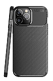 Eiroo Rugged Carbon iPhone 14 Pro Max Siyah Silikon Klf