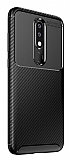 Eiroo Rugged Carbon Nokia 5.1 Plus Siyah Silikon Kılıf