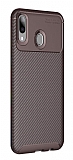 Eiroo Rugged Carbon Samsung Galaxy M20 Kahverengi Silikon Kılıf