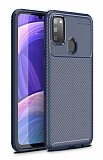 Eiroo Rugged Carbon Samsung Galaxy M21 Lacivert Silikon Klf