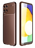 Eiroo Rugged Carbon Samsung Galaxy M32 Kahverengi Silikon Klf