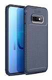 Eiroo Rugged Carbon Samsung Galaxy S10 Plus Lacivert Silikon Kılıf