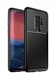 Eiroo Rugged Carbon Samsung Galaxy S9 Plus Siyah Silikon Klf