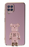 Eiroo Samsung Galaxy A12 Baby Bear Standl Mor Silikon Klf