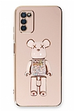 Eiroo Samsung Galaxy A03s Candy Bear Standlı Pembe Silikon Kılıf