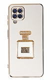 Eiroo Samsung Galaxy M12 Aynalı Parfüm Standlı Beyaz Silikon Kılıf