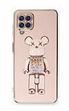 Eiroo Samsung Galaxy A12 / M12 Candy Bear Standl Pembe Silikon Klf
