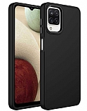 Eiroo Samsung Galaxy A12 / M12 Metal ereveli Siyah Rubber Klf
