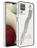 Eiroo Samsung Galaxy A12 / M12 Su Yolu Zincirli Silver Silikon Kılıf