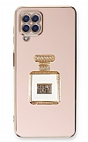 Eiroo Samsung Galaxy A22 4G Aynal Parfm Standl Pembe Silikon Klf