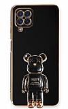 Eiroo Samsung Galaxy A22 4G Baby Bear Standl Siyah Silikon Klf