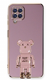 Eiroo Samsung Galaxy A22 4G Baby Bear Standl Mor Silikon Klf