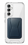 Eiroo Samsung Galaxy A14 4G Lacivert Kartlıklı Standlı Ultra Koruma Kılıf