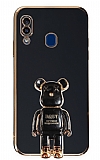 Eiroo Samsung Galaxy A20 / A30 Baby Bear Standl Siyah Silikon Klf