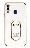 Eiroo Samsung Galaxy A20 / A30 Baby Panda Standl Beyaz Silikon Klf