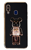 Eiroo Samsung Galaxy A20 / A30 Candy Bear Standl Siyah Silikon Klf