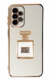 Eiroo Samsung Galaxy A23 Aynal Parfm Standl Beyaz Silikon Klf