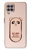Eiroo Samsung Galaxy A22 4G Baby Panda Standl Pembe Silikon Klf