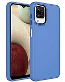 Eiroo Samsung Galaxy A22 4G Metal ereveli Mavi Rubber Klf