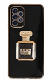 Eiroo Samsung Galaxy A32 4G Aynalı Parfüm Standlı Siyah Silikon Kılıf