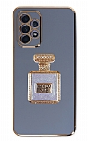 Eiroo Samsung Galaxy A32 4G Aynalı Parfüm Standlı Mavi Silikon Kılıf