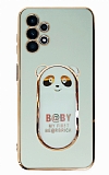 Eiroo Samsung Galaxy A23 Baby Panda Standlı Yeşil Silikon Kılıf