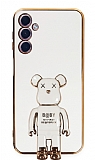 Eiroo Samsung Galaxy A24 4G Baby Bear Standl Beyaz Silikon Klf