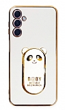 Eiroo Samsung Galaxy A24 4G Baby Panda Standl Beyaz Silikon Klf