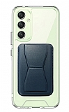 Eiroo Samsung Galaxy A24 4G Lacivert Kartlıklı Standlı Ultra Koruma Kılıf
