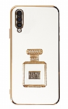 Eiroo Samsung Galaxy A50 Aynal Parfm Standl Beyaz Silikon Klf
