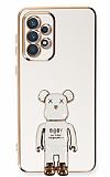 Eiroo Samsung Galaxy A33 5G Baby Bear Standl Beyaz Silikon Klf