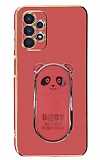 Eiroo Samsung Galaxy A32 4G Baby Panda Standlı Kırmızı Silikon Kılıf