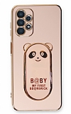 Eiroo Samsung Galaxy A32 4G Baby Panda Standlı Pembe Silikon Kılıf