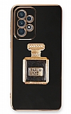 Eiroo Samsung Galaxy A53 5G Aynal Parfm Standl Siyah Silikon Klf