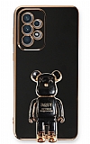 Eiroo Samsung Galaxy A53 5G Baby Bear Standlı Siyah Silikon Kılıf