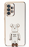 Eiroo Samsung Galaxy A53 5G Baby Bear Standlı Beyaz Silikon Kılıf