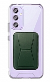 Eiroo Samsung Galaxy A34 Yeşil Kartlıklı Standlı Ultra Koruma Kılıf