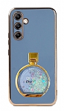 Eiroo Samsung Galaxy A34 Parfüm Şişesi Standlı Mavi Silikon Kılıf