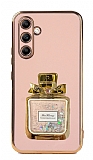 Eiroo Samsung Galaxy A34 Taşlı Parfüm Standlı Pembe Silikon Kılıf