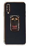 Eiroo Samsung Galaxy A50 Baby Panda Standl Siyah Silikon Klf