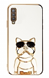 Eiroo Samsung Galaxy A50 Bulldog Standl Beyaz Silikon Klf